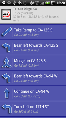 SmartTruckRoute Detailed Turn by Turn instructions with arrows